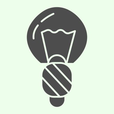 Ampul katı simgesi. Beyaz arkaplanda elektirikli aydınlatma halojen lamba glyph tarzı piktogram. Mobil konsept ve web tasarımı için inşaat ve inşa tabelaları. Vektör grafikleri.