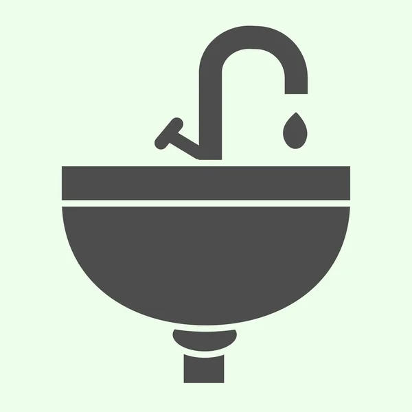 Sink solid icon. Wash basin or washstand with tap symbol glyph style pictogram on white background. Homebuilding and real estate signs for mobile concept and web design. Vector graphics. — Stock Vector