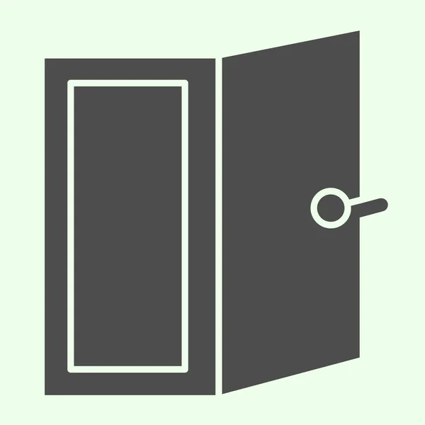 ドアの固体アイコン。白い背景にホームの出口や入り口のグリフスタイルのピクトグラムを開きます。モバイルコンセプトとウェブデザインのためのアパートや建設標識。ベクトルグラフィックス. — ストックベクタ