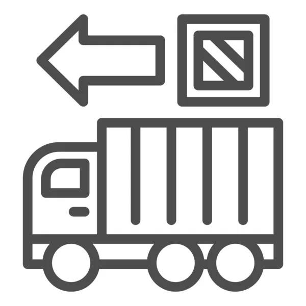 Lieferwagen Linie Symbol, Gütertransport Symbol, Versand LKW Silhouette Vektorschild auf weißem Hintergrund, schnelle Lieferwagen Symbol in Umriss Stil Web-Design. Vektorgrafik. — Stockvektor