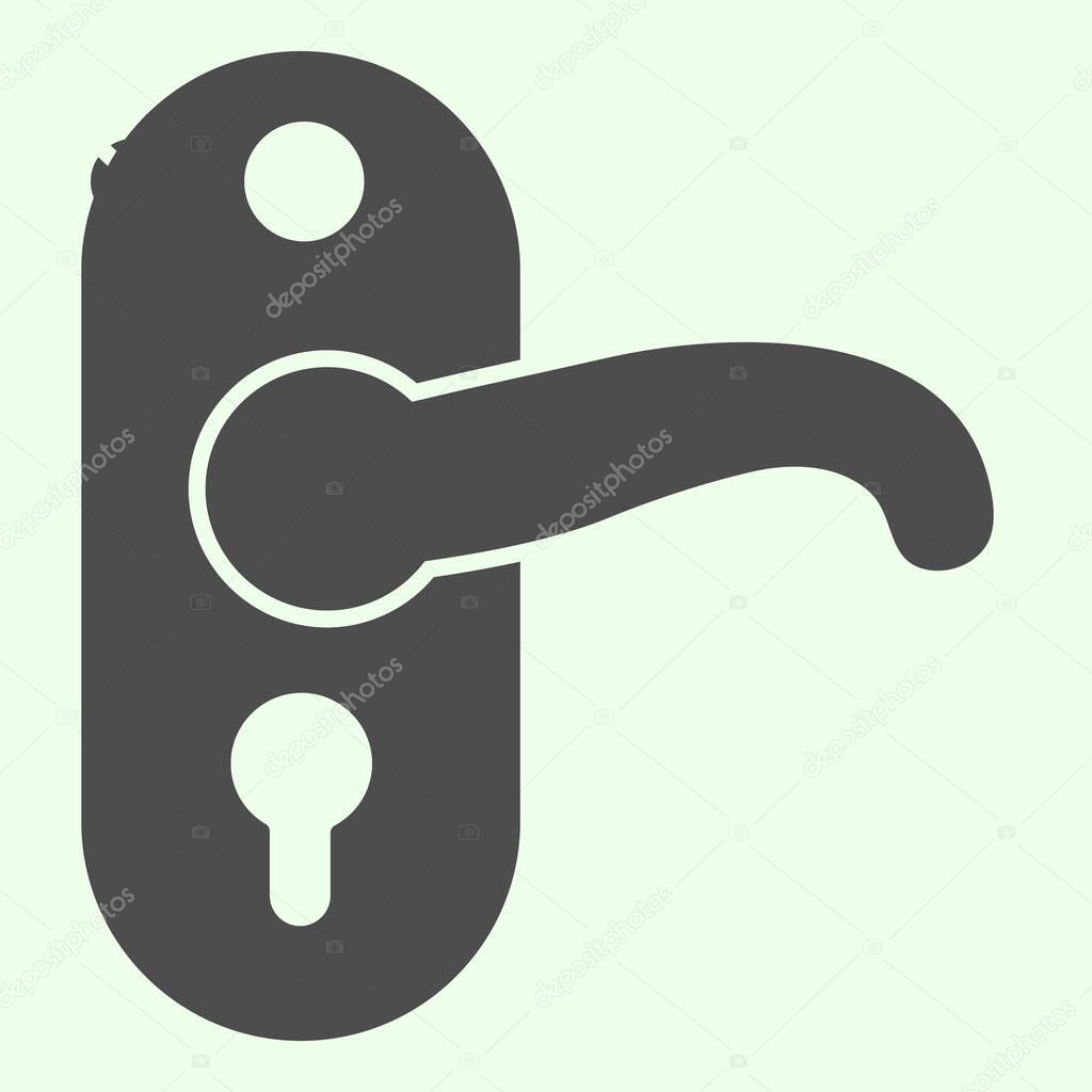 Door lock solid icon. Door handle or knob symbol with keyhole glyph style pictogram on white background. Real estate and apartment signs for mobile concept and web design. Vector graphics.