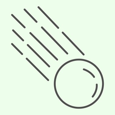 Kuyruklu yıldız ince çizgi simgesi. Beyaz zemin üzerine düşen meteor ya da asteroit anahatları tarzı piktogram. Mobil konsept ve web tasarımı için uzay ve astronomi işaretleri. Vektör grafikleri.