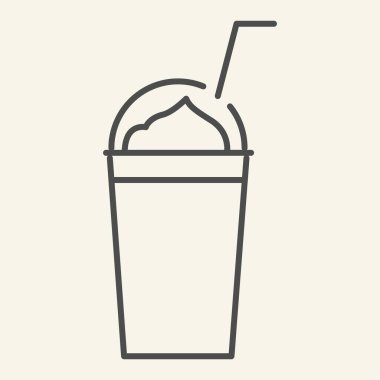 Milkshake ince çizgi ikonu. Smoothie vektör çizimi beyaza izole edildi. Fincanın tasarımı, web ve uygulama için tasarlandı. Eps 10.