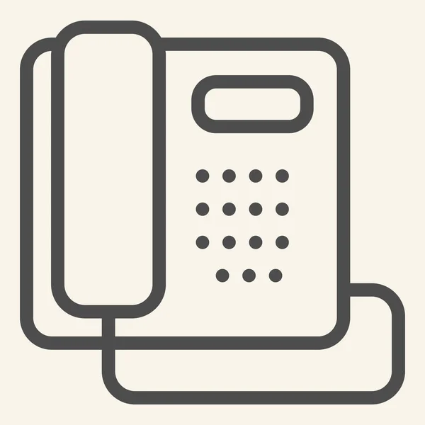Значок телефонной линии. Символ ретро-телефона отеля или офиса, пиктограмма в стиле очертаний на бежевом фоне. Телефонный коммуникационный знак для мобильной концепции и веб-дизайна. Векторная графика . — стоковый вектор