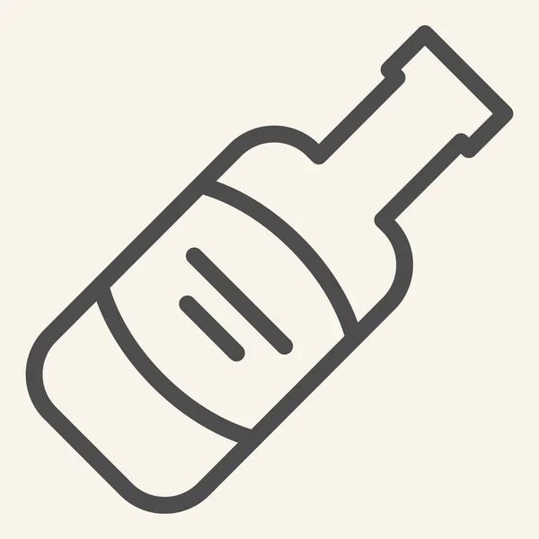 Weinflaschenzeilen-Symbol. Alkoholgetränk-Symbol, umreißendes Stil-Piktogramm auf beigem Hintergrund. Merlot oder Cabernet Sauvignon stehen für mobiles Konzept und Webdesign. Vektorgrafik. — Stockvektor