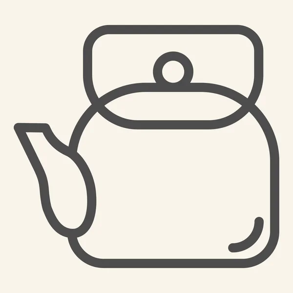 茶壶线图标。茶壶符号,勾勒米色背景图案.Kitchen Cookware标志，用于移动概念和网页设计。矢量图形. — 图库矢量图片