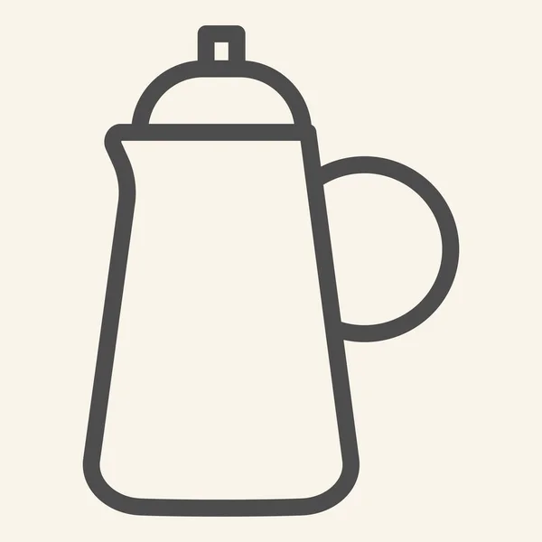 Icono de línea de hervidor. Tetera símbolo, pictograma estilo contorno sobre fondo beige. Muestra de olla de té de cocina para concepto móvil y diseño web. Gráficos vectoriales . — Vector de stock