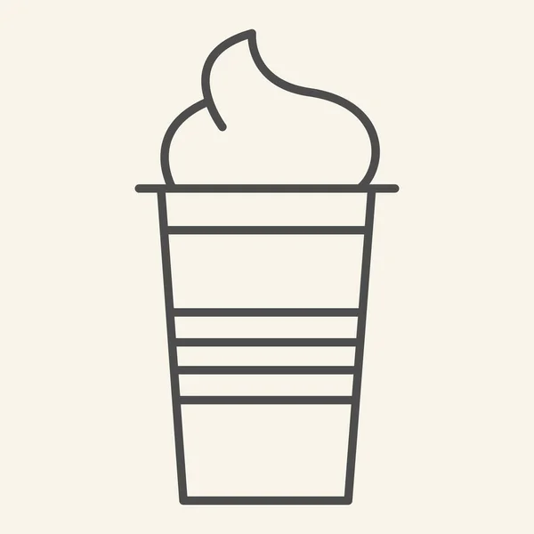 Refreshing beverage glass thin line icon. Smoothie vector illustration isolated on white. Milkshake outline style design, designed for web and app. Eps 10. — Stock Vector