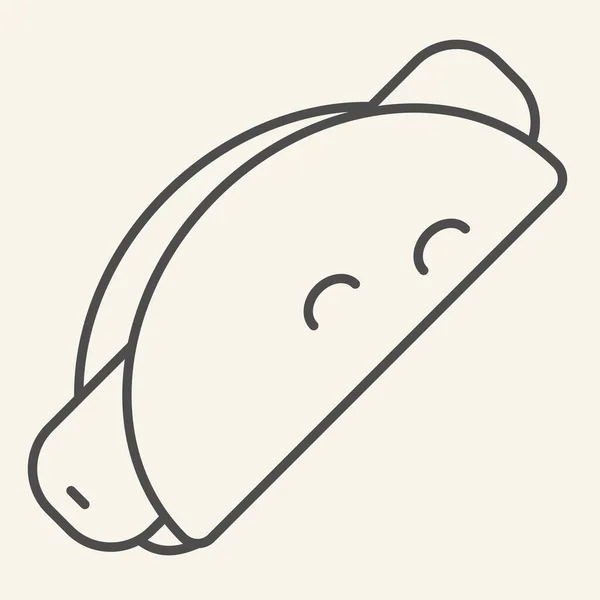 Μεξικάνικο taco λεπτή γραμμή εικονίδιο. Λουκάνικο σε taco διανυσματική απεικόνιση απομονώνονται σε λευκό. Σχεδιασμός στυλ περιγράμματος Burrito, σχεδιασμένο για web και app. Eps 10. — Διανυσματικό Αρχείο