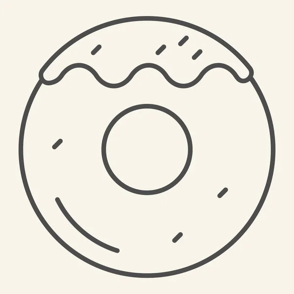 Donut icono de línea delgada. Ilustración de vectores de alimentos dulces aislados en blanco. Diseño de estilo de contorno de postre, diseñado para web y aplicación. Eps 10 . — Archivo Imágenes Vectoriales