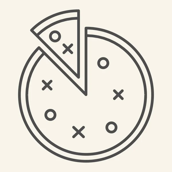 Icono de línea delgada de pizza. Ilustración redonda del vector de pizza aislada en blanco. Diseño de estilo de boceto de comida rápida, diseñado para web y aplicación. Eps 10 . — Vector de stock