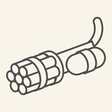 Silah otomatiği ince çizgi simgesi. Makineli tüfek vektör çizimi beyaza izole edildi. Ateşli silah tasarımı, web ve uygulama için tasarlanmış. Eps 10.