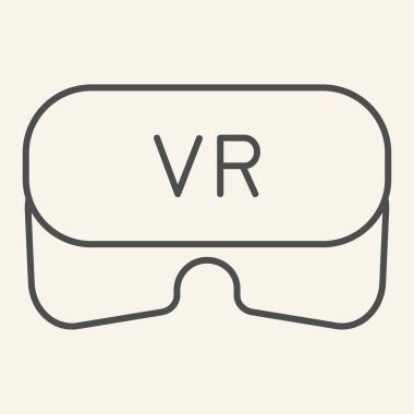 Sanal gerçeklik miğferi ince çizgi simgesi. VR gözlük çizimi beyaza izole edildi. Oyun teknolojisi tasarımı, web ve uygulama için tasarlandı. Eps 10.
