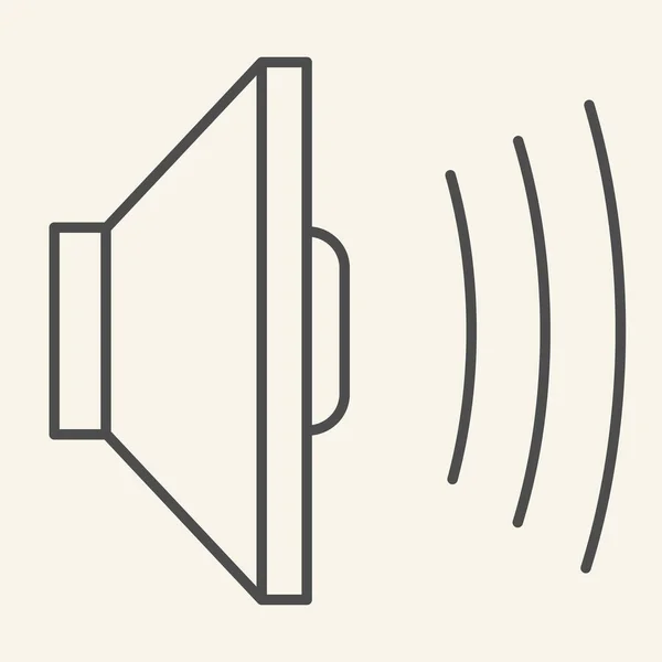Ícone de linha fina alto-falante de áudio. Ilustração do vetor do volume isolado no branco. Design de estilo de contorno de som, projetado para web e aplicativo. Eps 10 . — Vetor de Stock