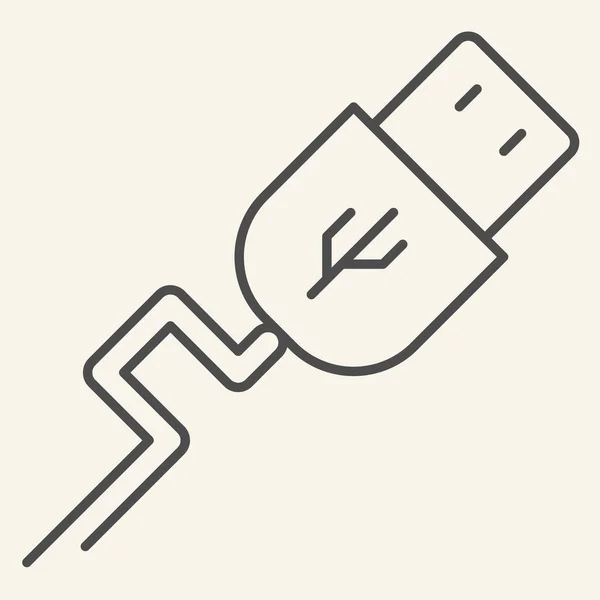 USB thin line icon. Transfer vector illustration isolated on white. Cord outline style design, designed for web and app. Eps 10. — Stock Vector