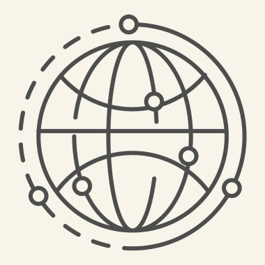 Dünya ince çizgi ikonu. Dünya vektör çizimi beyaza izole edildi. Web ve uygulama için tasarlanmış Globe tasarımı. Eps 10.