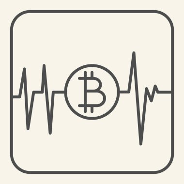 Nabız bitcoin ince çizgi simgesi. Kripto para birimi şeması vektör çizimi beyaza izole edildi. Bitcoin grafik tasarımı, web ve uygulama için tasarlandı. Eps 10.