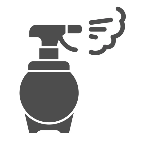 Icono sólido en aerosol de alcohol antiséptico. Pictograma de estilo glifo gel higiénico sobre fondo blanco. Prevención contra virus, gérmenes e infecciones para el concepto móvil y el diseño web. Gráficos vectoriales . — Vector de stock