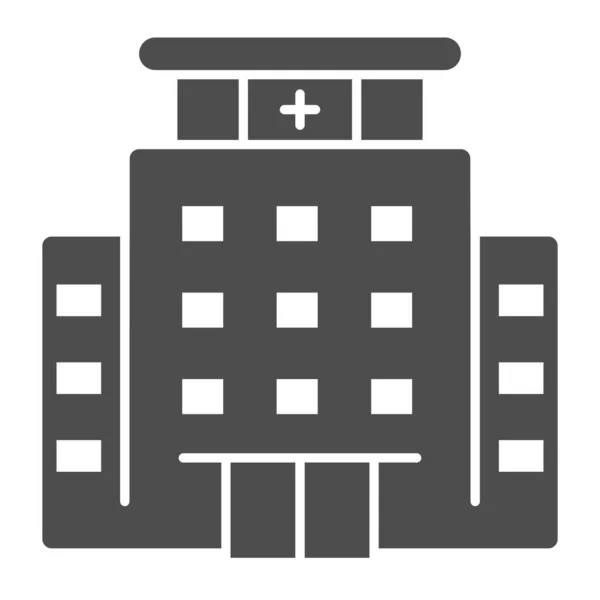 Krankenhausbau solide Ikone. Medizinische Konstruktion mit Kreuz auf weißem Hintergrund. Gesundheitsbau für mobiles Konzept und Webdesign. Vektorgrafik. — Stockvektor