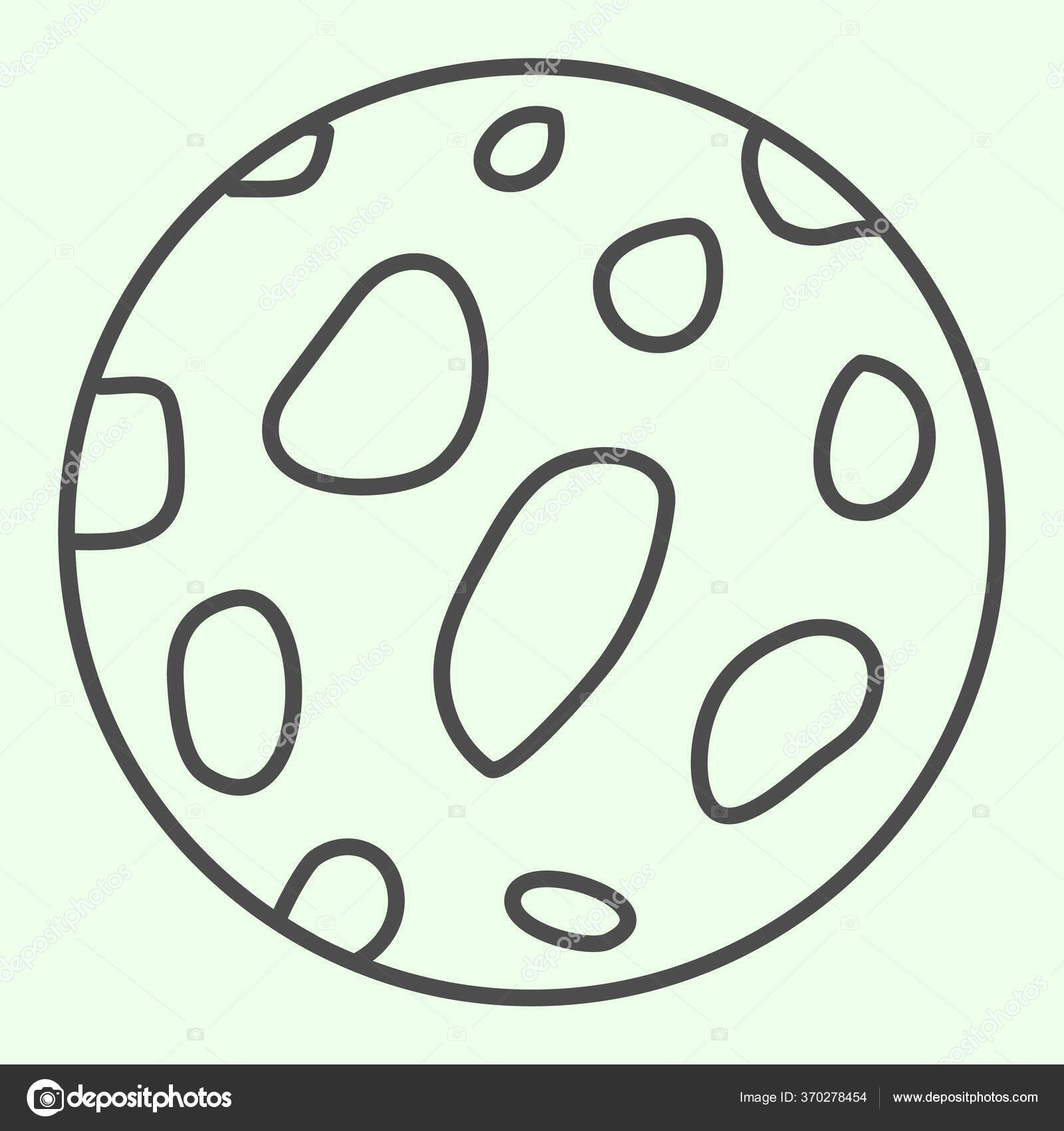 Full moon with craters thin line icon. Planet with surface holes outline  style pictogram on white background. Space and astronomy signs for mobile  concept and web design. Vector graphics. Stock Vector by ©, image size:1600x1700