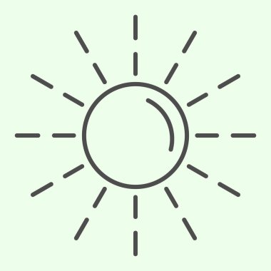 Güneş ince çizgi simgesi. Yaz güneşli hava parlaklığı beyaz arka planda resim çizimi. Mobil konsept ve web tasarımı için astronomi işaretleri. Vektör grafikleri.