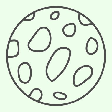 Kraterleri ince çizgi simgesi olan dolunay. Yüzey delikleri olan gezegen beyaz arkaplanda resim çizimi çiziyor. Mobil konsept ve web tasarımı için uzay ve astronomi işaretleri. Vektör grafikleri.