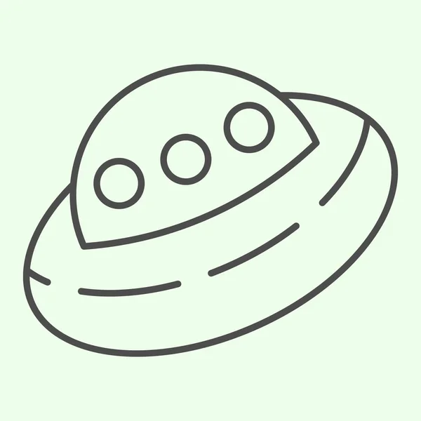 UFO 얇은 선 아이콘. 외계 우주 외계인 비행접시는 흰색 배경에 대한 픽토그램 양식의 윤곽을 보여준다. 탐험 과 모바일 컨셉 과 웹 디자인에 대한 연구 신호입니다. 벡터 그래픽. — 스톡 벡터