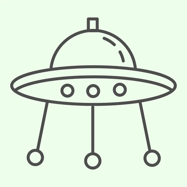 Alien spaceship thin line icon. Spacecraft or ufo ship plate outline style pictogram on white background. Space and astronomy signs for mobile concept and web design. Vector graphics. — Stock Vector