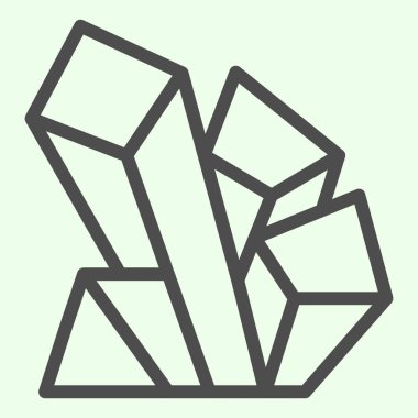 Kristal çizgisi simgesi. Sihirli mineral kristal demeti beyaz arka planda resim çizimi. Cadılar Bayramı veya Cadılık ve mobil konsept ve web tasarımı için sihirli işaretler. Vektör grafikleri.