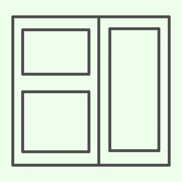 Ikona tenké čáry okna. Široký piktogram konstrukce zavřeného okna na bílém pozadí. Nemovitosti a stavební značky pro mobilní koncept a web design. Vektorová grafika. — Stockový vektor