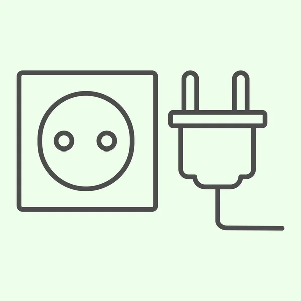 Socket with plug thin line icon. Unplugged cable from Jack socket outline style pictogram on white background. Real estate and apartment signs for mobile concept and web design. Vector graphics. — Stock Vector