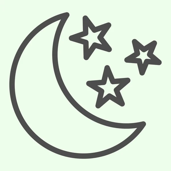 Icono de línea de media luna. Medialuna espeluznante nocturna con estrellas delinean pictograma estilo sobre fondo blanco. Signo de Halloween para el concepto móvil y el diseño web. Gráficos vectoriales . — Vector de stock