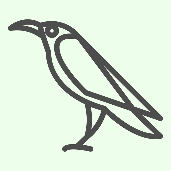 Хеллоуїн ворон значок лінії. Містична готична турецька пташка окреслює піктограму стилю на білому тлі. Злий або відьма дикий ворон силует для мобільних концепцій та веб-дизайну. Векторна графіка . — стоковий вектор