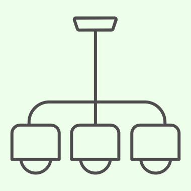 Avize ince çizgi ikonu. Retro ev yapımı parlak lamba ana hatları beyaz arka planda pictogram. Mobil konsept ve web tasarımı için daire tabelaları. Vektör grafikleri.