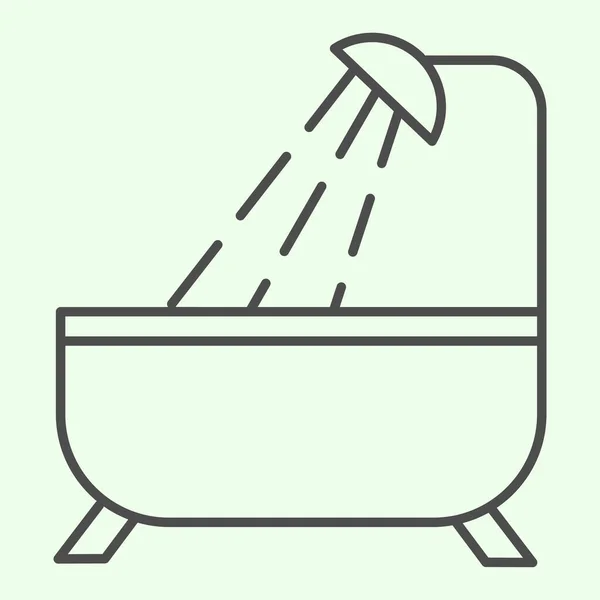 Badrummet tunn linje ikon. Badkar och dusch skissera stil piktogram på vit bakgrund. Fastighets- och byggskyltar för mobila koncept och webbdesign. Vektorgrafik. — Stock vektor