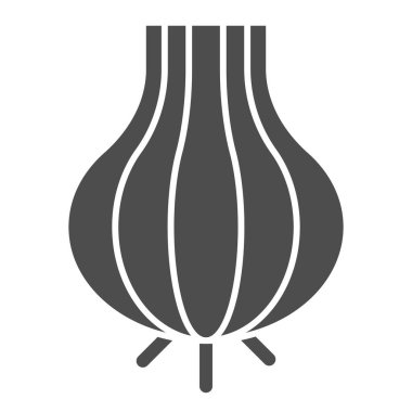 Soğan katı simgesi. Keskin besin taşıyıcı illüstrasyonu beyazda izole edilmiş. Organik sebze kabartma tasarımı, web ve uygulama için tasarlanmış. Eps 10.