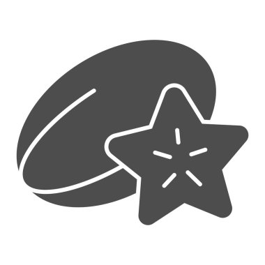 Starfruit katı ikonu. Beyazda izole edilmiş tropikal besin vektörü çizimi. Carambola kabartma tasarımı, web ve uygulama için tasarlandı. Eps 10.