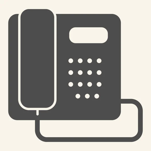 Telefoon stevig icoon. Hotel of kantoor retro telefoon symbool, glyph stijl pictogram op beige achtergrond. Telefooncommunicatieteken voor mobiel concept en webdesign. vectorgrafieken. — Stockvector