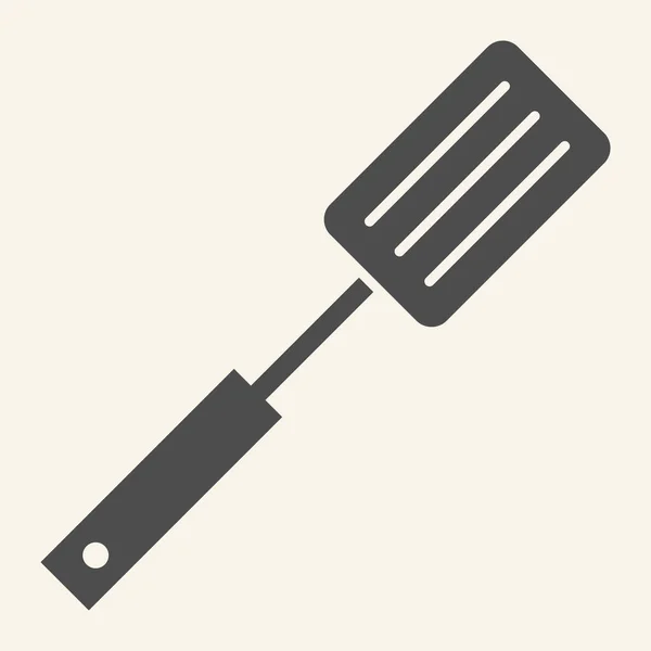 Spatula solid icon. Barbecue steel spatula, mesh symbol glyph style pictogram on beige background. Cooking ware and Kitchen utensils sign for mobile concept and web design. Vector graphics. — Stock Vector