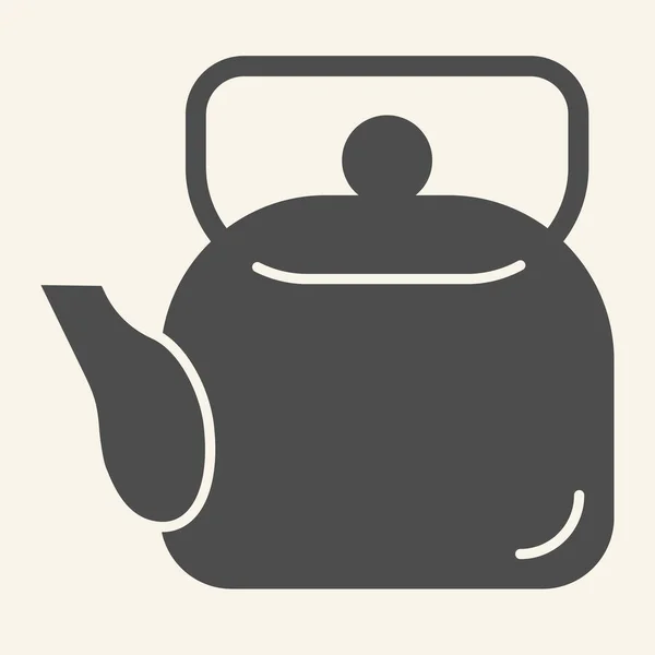 Teapot solid icon. Tea kettle symbol, glyph style pictogram on beige background. Kitchen Cookware sign for mobile concept and web design. Vector graphics. — Stock Vector