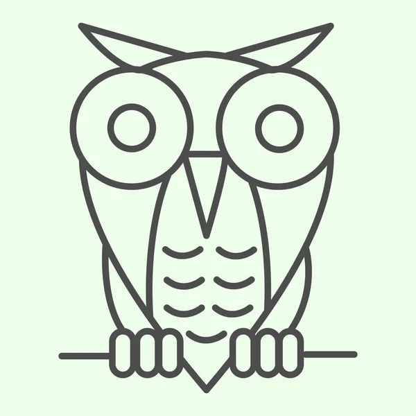 Иконка тонкой линии совы на Хэллоуин. Одна жуткая сова сидит на пиктограмме в стиле ветки дерева на белом фоне. Хэллоуин или колдовство знаки мобильной концепции и веб-дизайна. Векторная графика . — стоковый вектор