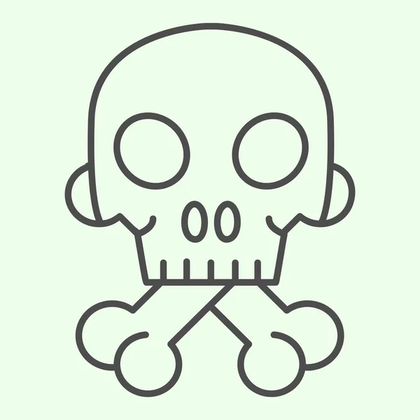 Halloween Skull thin line icon. Human spooky death head with bones outline style pictogram on white background. Witchcraft and magic signs for mobile concept and web design. Vector graphics. — Stock Vector