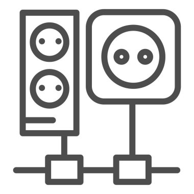 Kablo hattı simgesi. Priz soketleri vektör illüstrasyonunu beyaza izole ettim. Bağlantı ana hatları tasarımı, web ve uygulama için tasarlandı. Eps 10.