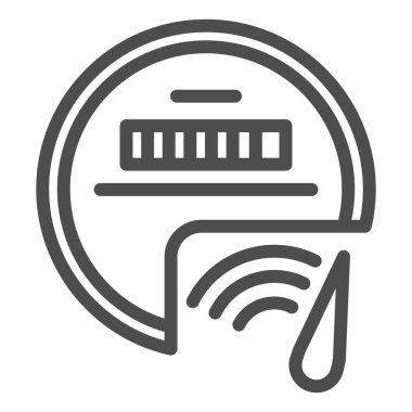 Enerji sayacı çizgi simgesi. Elektrik ölçüm kutusu vektör çizimi beyaza izole edildi. Bağlantı ana hatları tasarımı, web ve uygulama için tasarlandı. Eps 10.