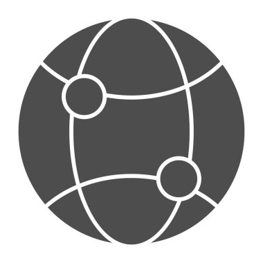 Dünya çapında ağ katı simgesi. Küresel internet vektör illüstrasyonu beyazda izole edildi. Web ve uygulama için tasarlanmış küresel ağ kabartma tasarımı. Eps 10.