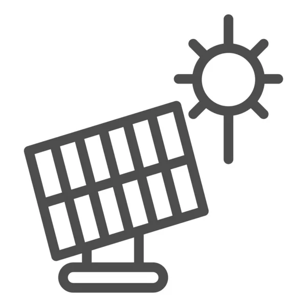ソーラーパネルラインのアイコン。白色で分離された太陽エネルギーベクトル図。Webやアプリ用に設計された太陽光発電アウトラインスタイルのデザイン。Eps 10. — ストックベクタ