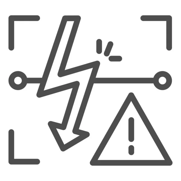 Energifylld symbol linje ikon. Triangel elektrisk riskskylt vektor illustration isolerad på vitt. Hög spänning försiktighet skissera stil design, utformad för webben och app. Eps 10. — Stock vektor