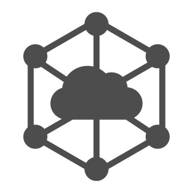 Veri bulut katı simgesi. Bilgisayar depolama vektör illüstrasyonu beyazda izole edildi. Web ve uygulama için tasarlanmış Datacenter glyph tarzı tasarım. Eps 10.