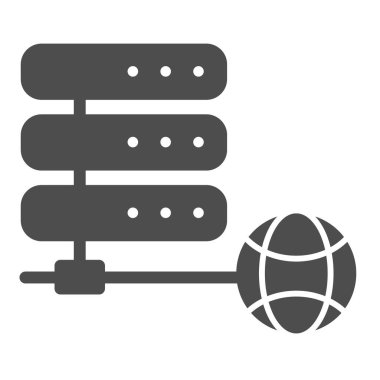 Sunucu katı simgesi. Veri depolama vektör illüstrasyonu beyazda izole edildi. Bilgisayar depolama kabartma tasarımı, web ve uygulama için tasarlandı. Eps 10.