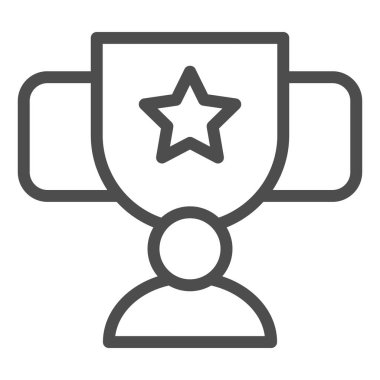 Yıldız çizgisi ikonlu ödül kupası. Beyaza izole edilmiş kupa vektör illüstrasyonu. Ödüllü tasarım tasarımı, web ve uygulama için tasarlandı. Eps 10.